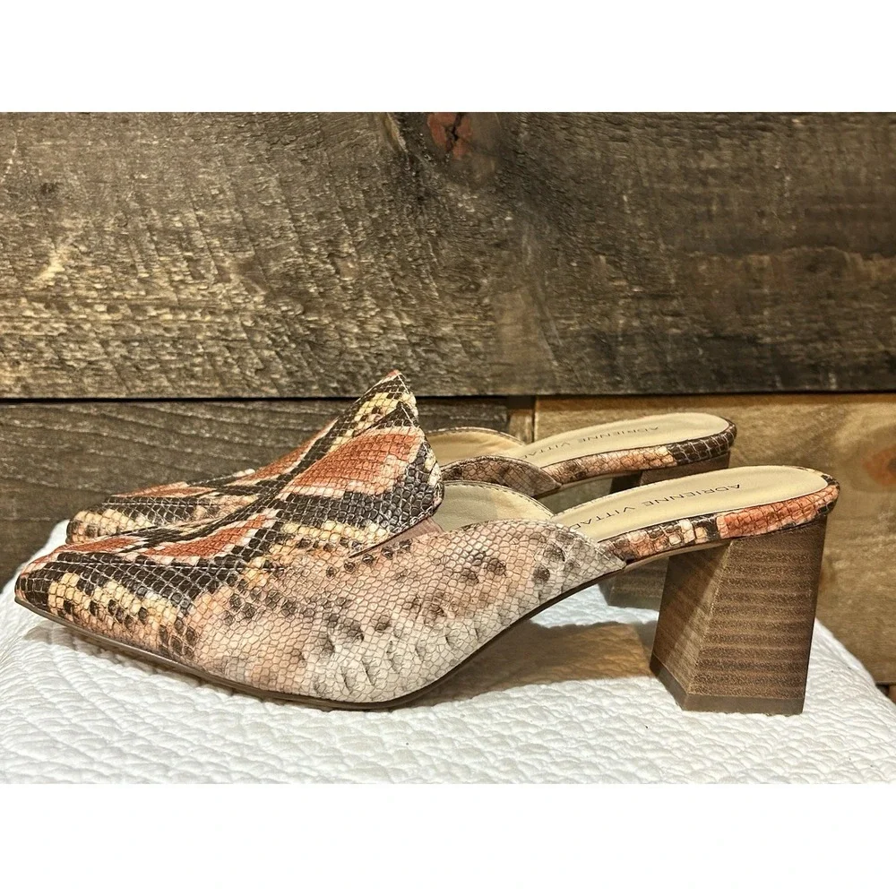 ADRIENNE VITTADINA Noril Womens‎ Mules Multi Faux Snakeskin Shoes Size 6 M
